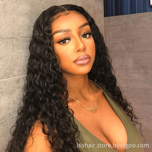 BIS Brazilian 100%  Human Hair 150 density 4*4 Water Wave Lace  Front Wigs  28 Inch Lace Closure Wigs Prepluck Natural Wet Wig